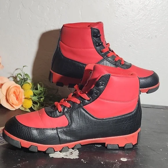 PARISH NATION Red Black Sneaker Boot 9.5 - Picture 3 of 13